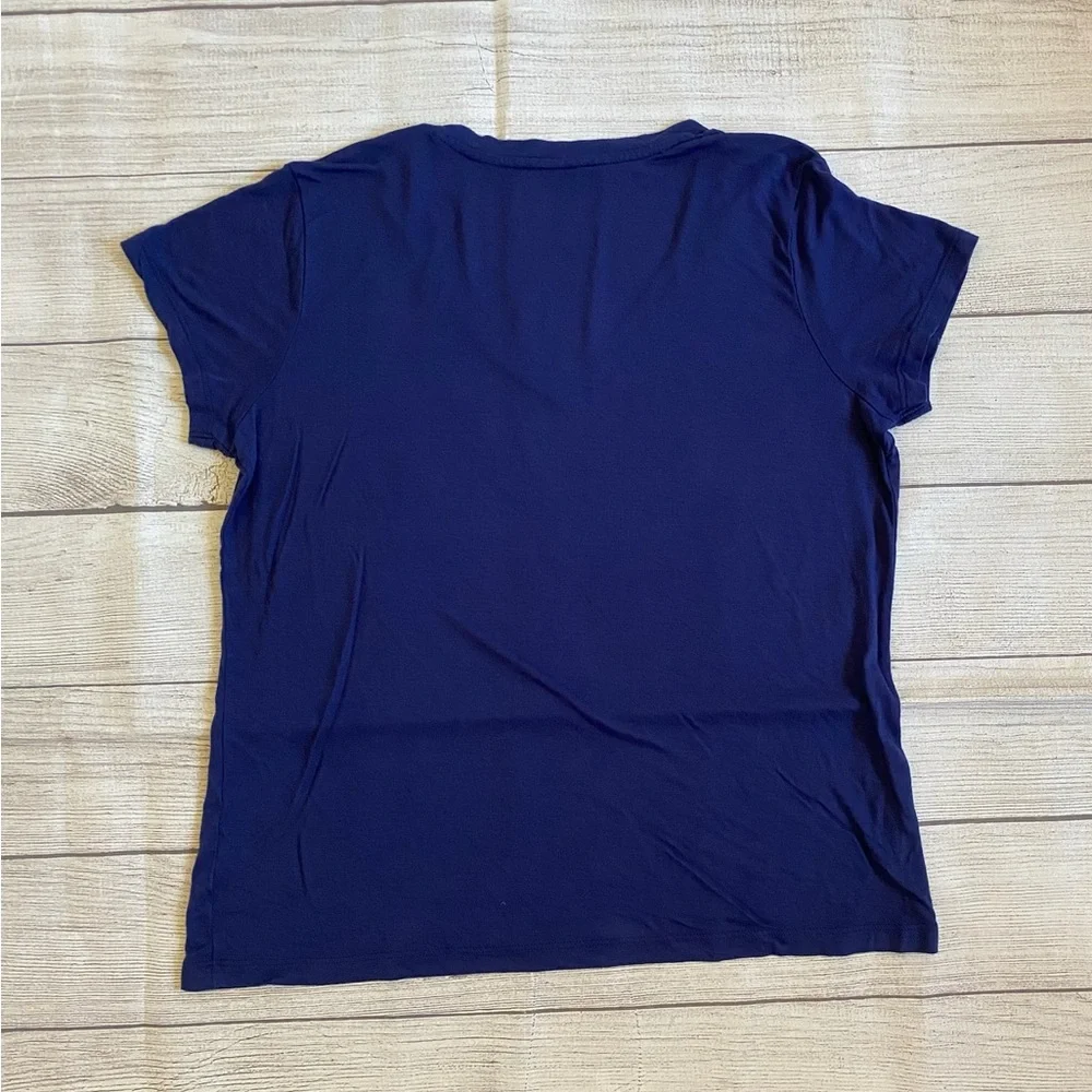 Peace Love World Navy 'I Am Peace' V-neck Soft Tee T-shirt - Picture 3 of 6